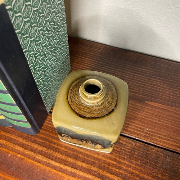 Art Pottery Square Kravec Studios Boho Handmade Studio Ceramic Blues Browns - Picture 3 of 6